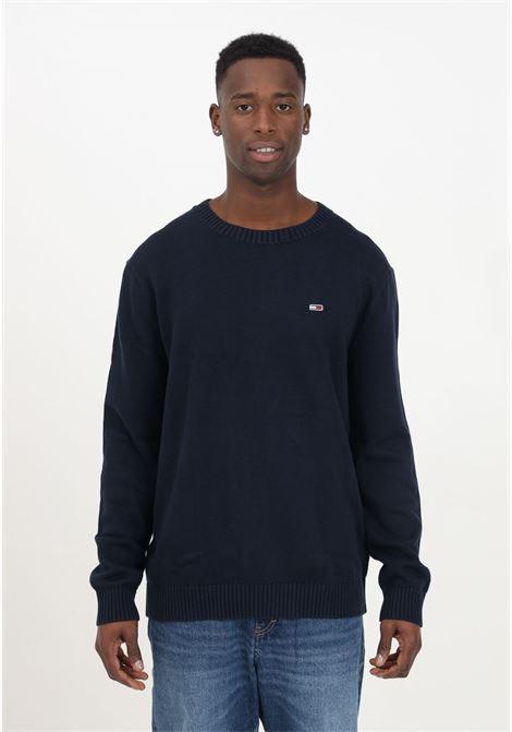 Blue men's sweater with logo embroidered on the front TOMMY JEANS | DM0DM18370C1GC1G